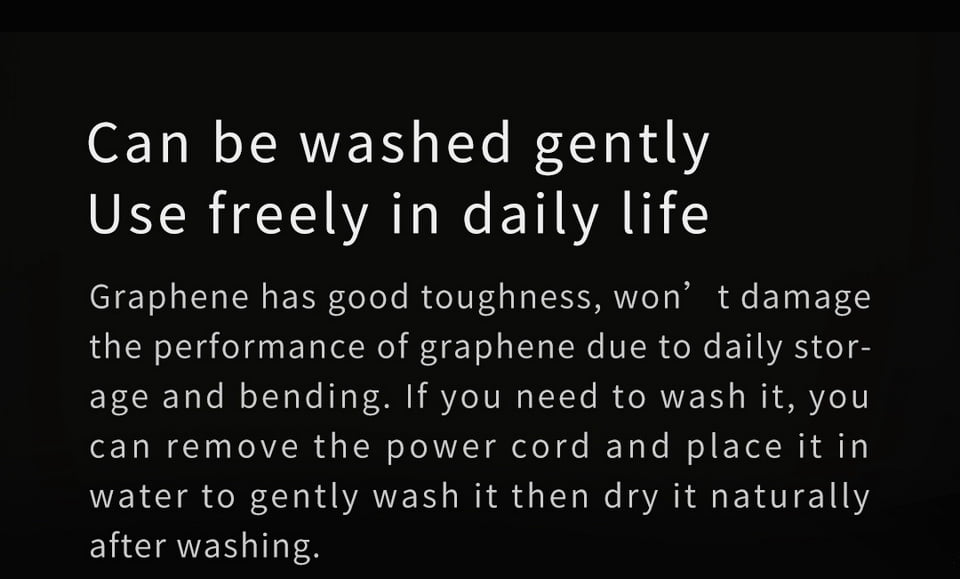 S20 Graphene Heated Abdomen Belt: printed washing and care information.