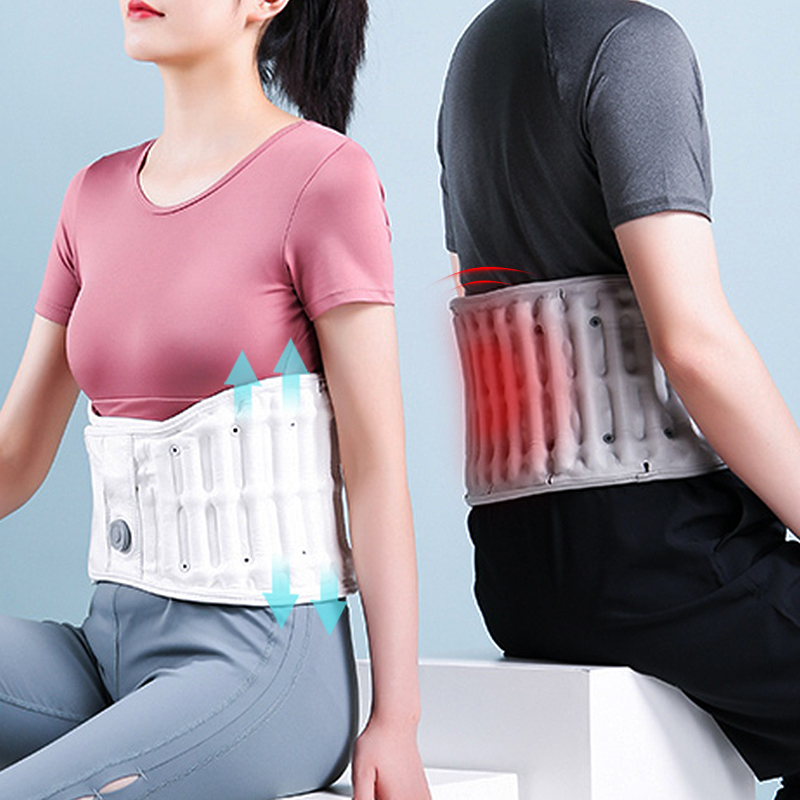 D30 Graphene Heated Airbag Lumbar Support Belt: couple wearing belts with an airbag illustration.