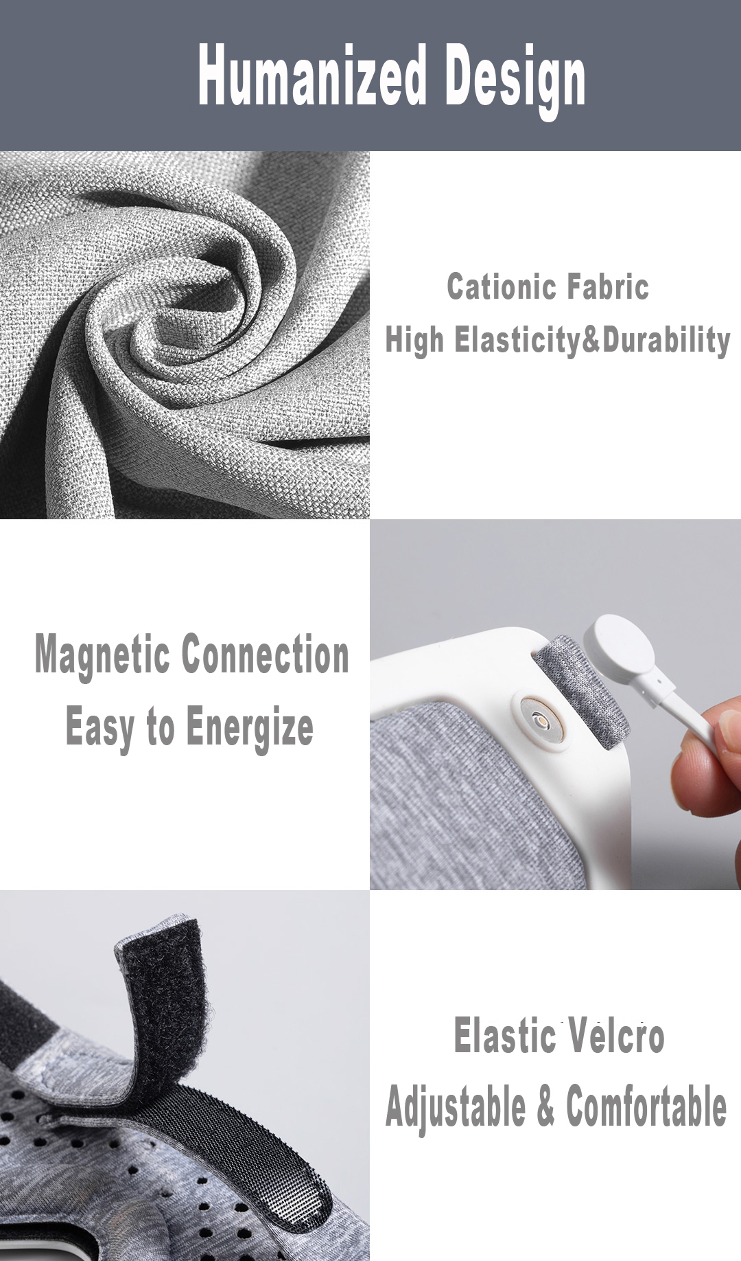 F30 Graphene Heated Sleep Eye Mask: fabric, power connection and strap details.