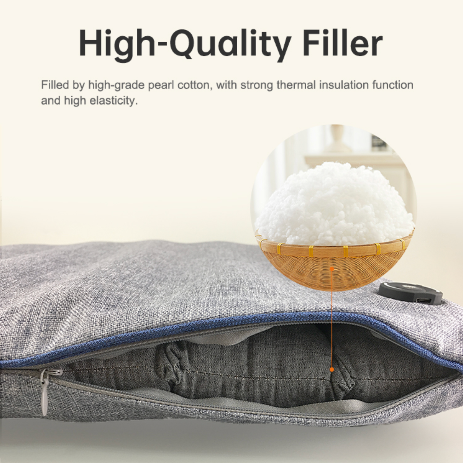 Graphene Heating Seat Cushion: open seat cushion showing its filling.