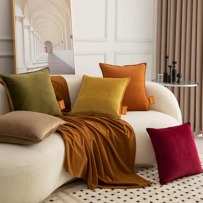 Graphene Far Infrared Heating Pillow Blanket: colored pillows displayed on a sofa.
