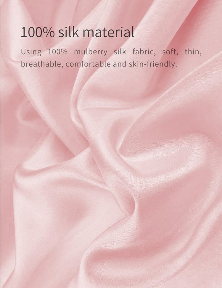 D10 Graphene Heated Silk Abdomen Belt: pink silk fabric texture close-up.