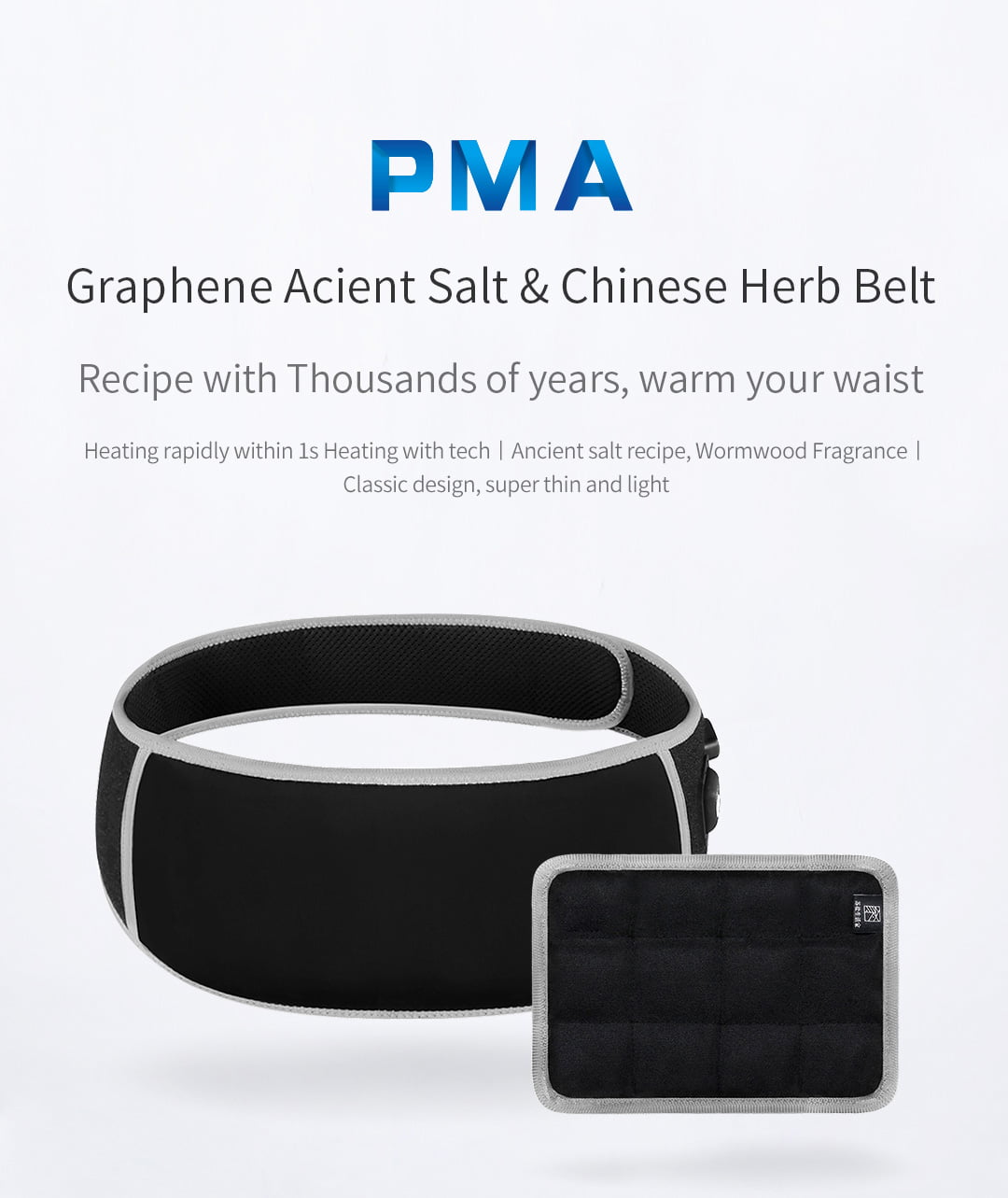F10 Graphene Heating Salt & Herb Belt: belt and insert product overview.