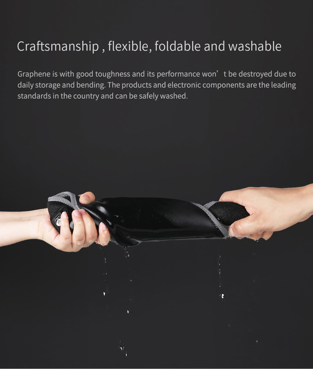 F10 Graphene Heating Salt & Herb Belt: illustrated hand-washing and care demonstration.
