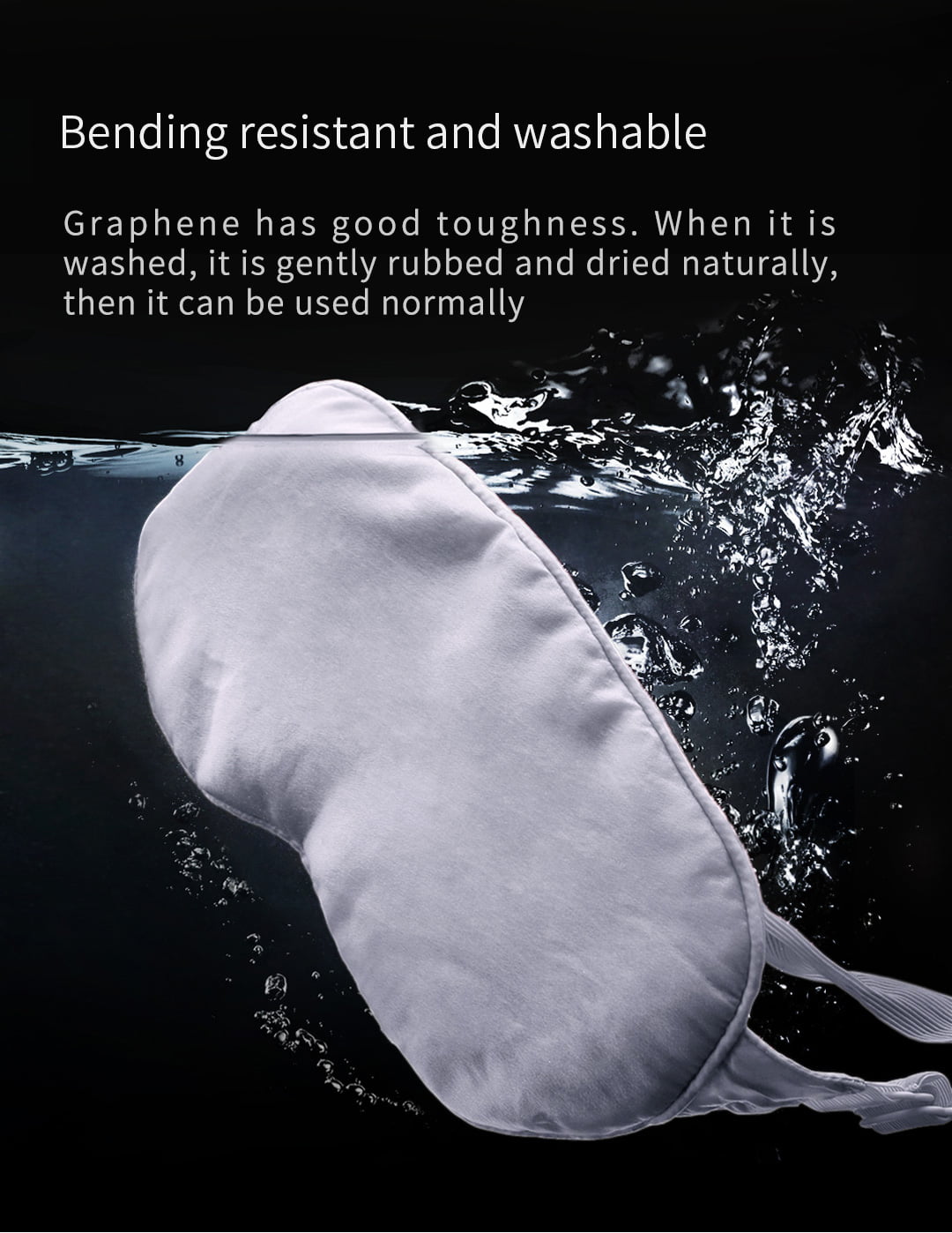 E10 Graphene Heated Silk Eye Mask: mask cleaning illustration.