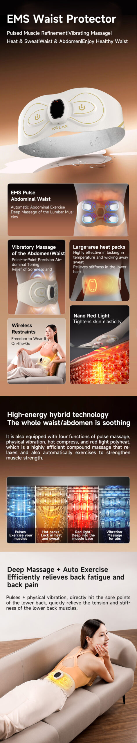 EMS Abdominal & Waist Trainer: device overview and home use guide.