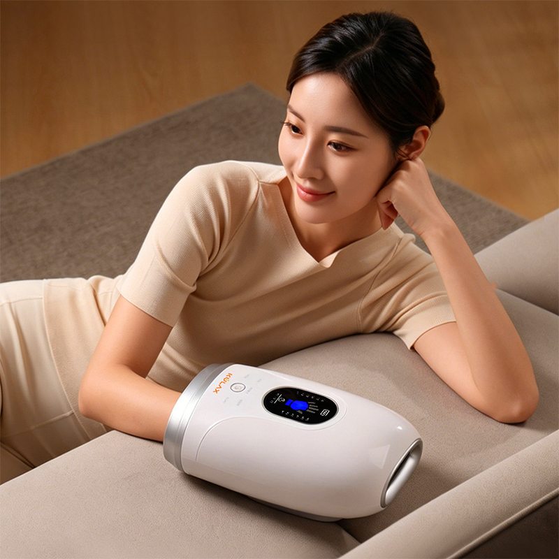 Hand massager used on a tabletop