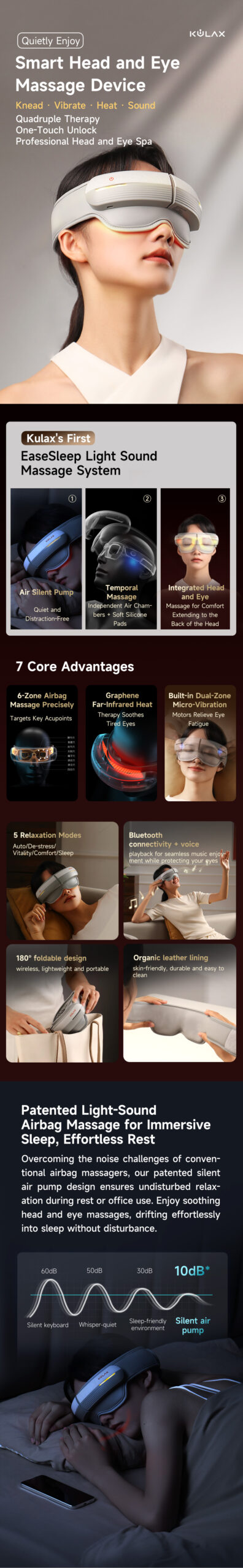 Heated head and eye massager function overview