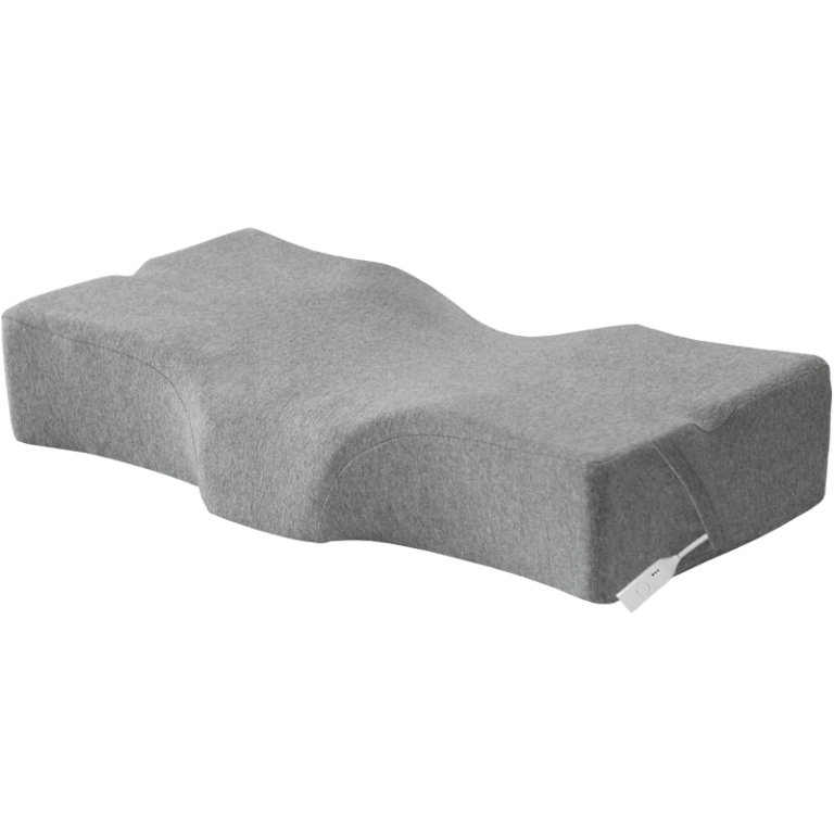 U10 Graphene Heated Smart Sleep Pillow: gray pillow angled product view.