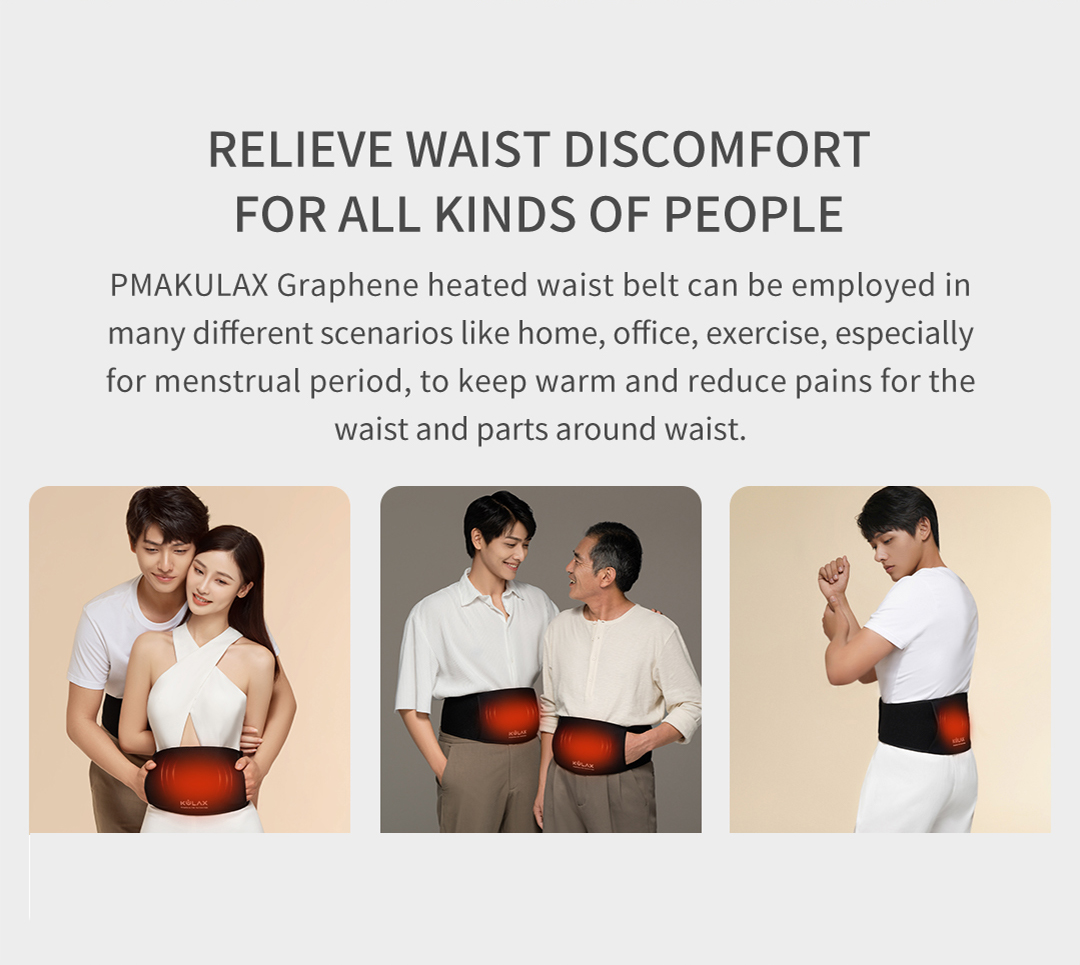 A10 Pro Graphene Heated Waist Belt: front and rear wearing examples.