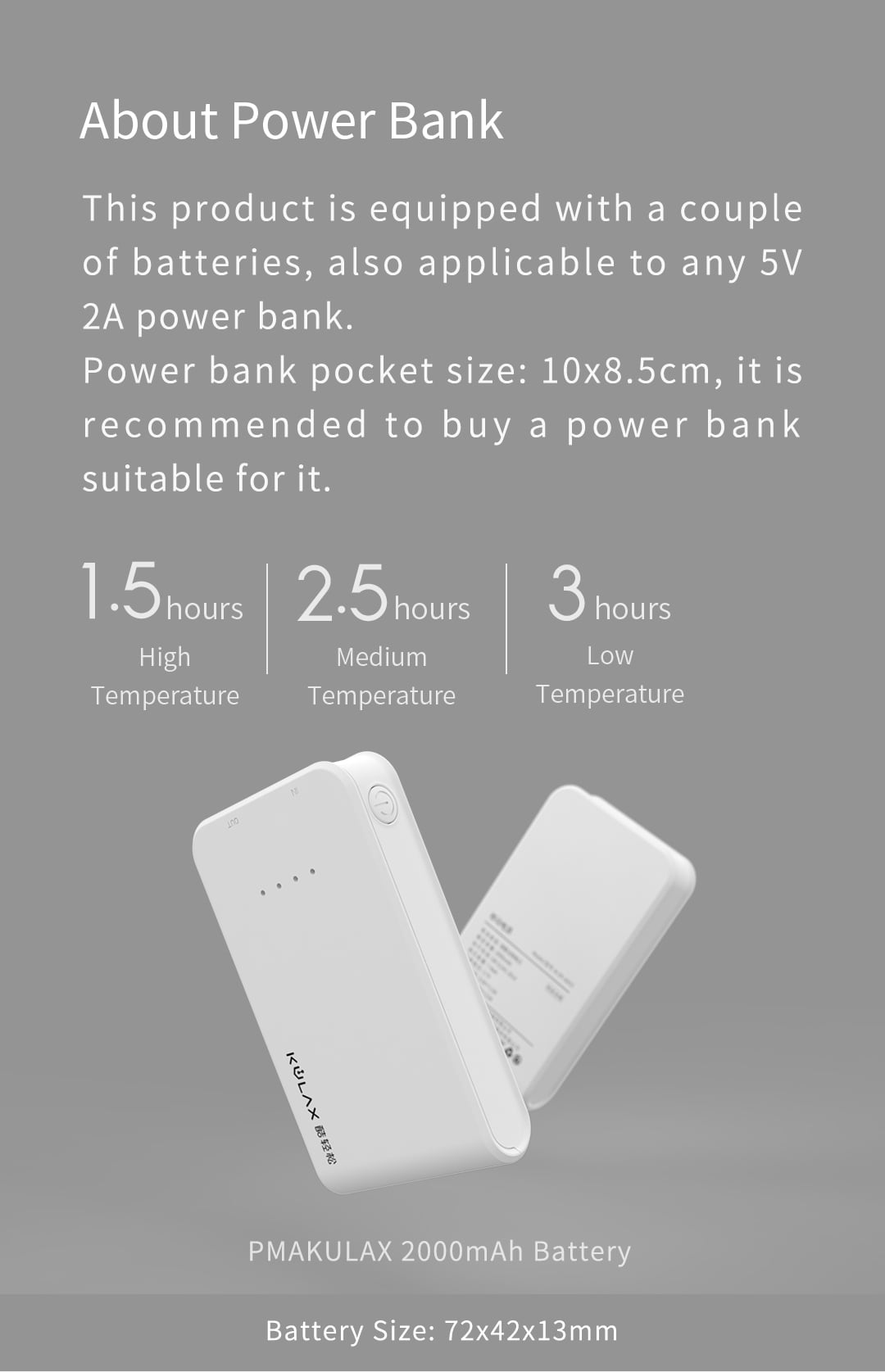 Smart Heated Gloves with Touchscreen Control: power pack information panel.