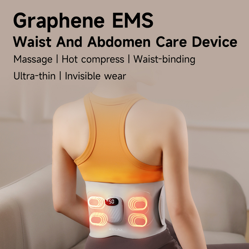 EMS Waist & Abdomen Care Device: rear wearing view with highlighted contact pads.