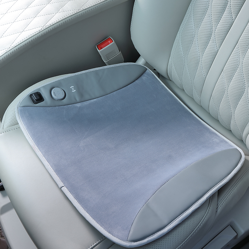 Gray graphene heated car seat cushion in a vehicle