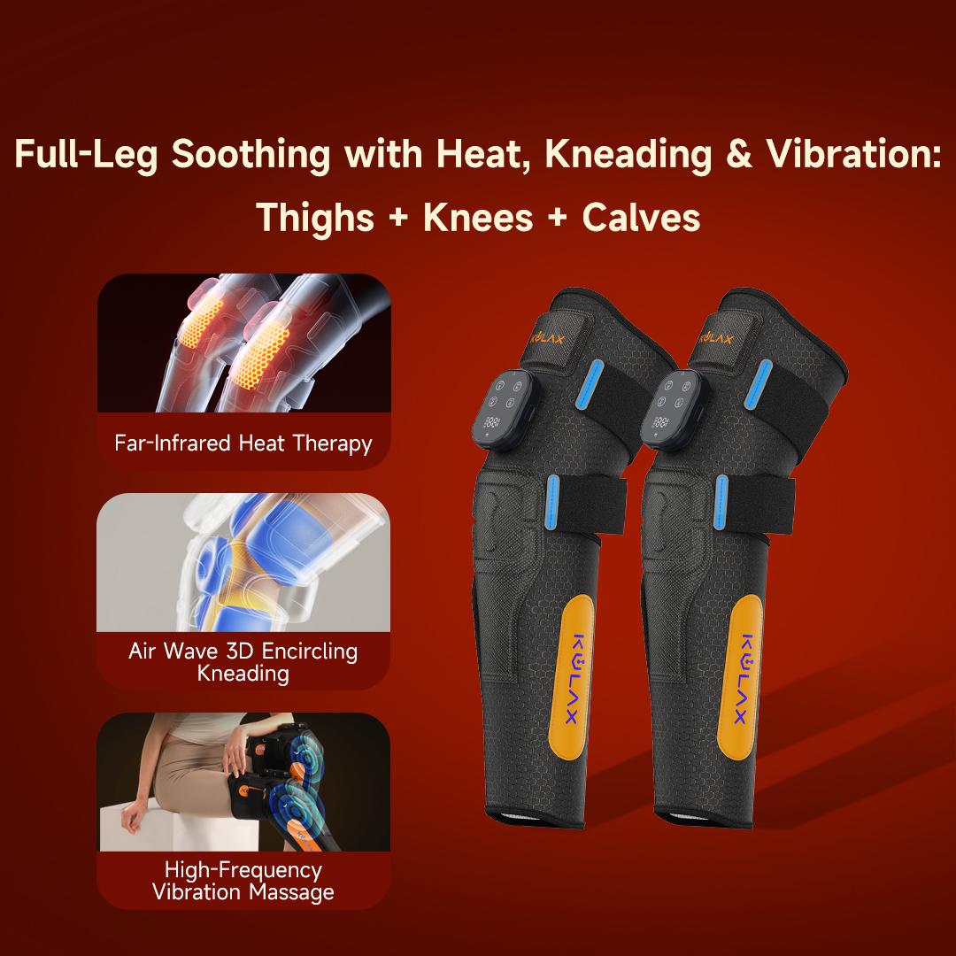 Graphene Airbag Knee & Leg Massager Pro: pair of leg wraps with highlighted contact zones.
