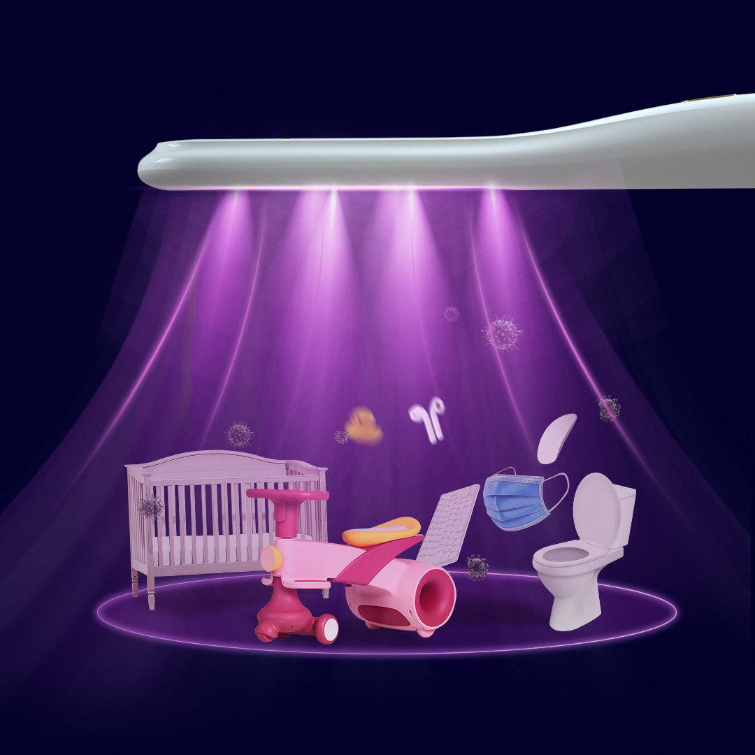 UVC sterilization wand used with household items