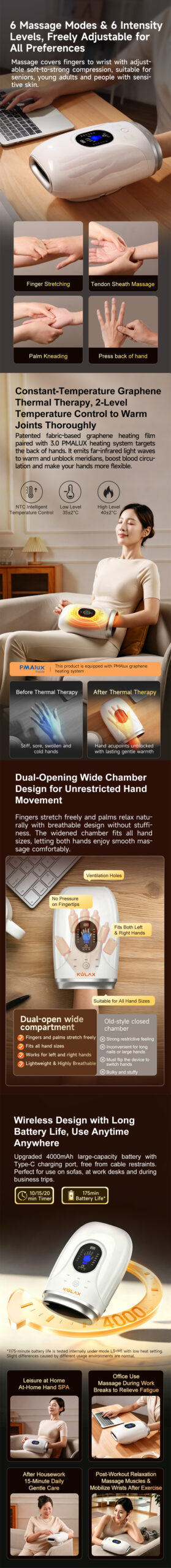 Graphene heating hand massager product overview