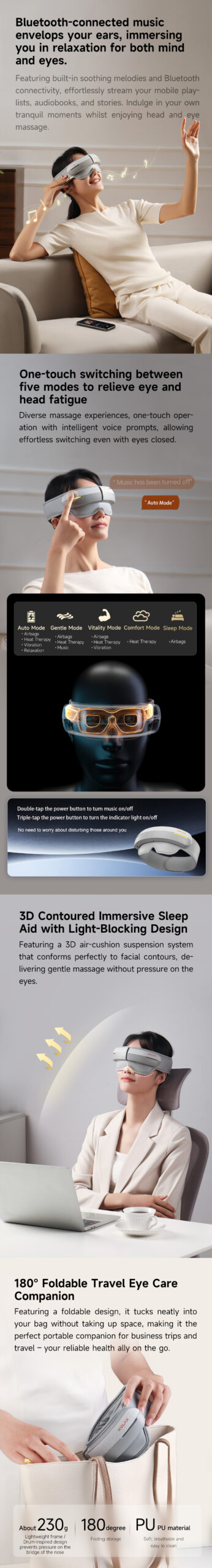 Heated head and eye massager product and use overview
