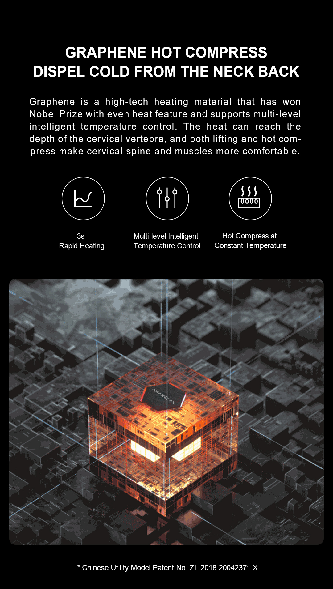 Graphene Motorized Neck Immobilizer: heating element graphic.