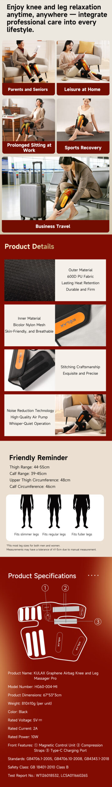 Graphene Airbag Knee & Leg Massager Pro: extended component and product information guide.