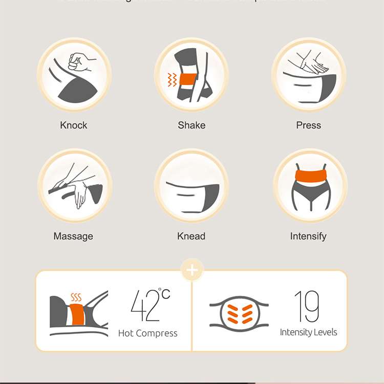 EMS Fitness Belt: mode icons and control settings overview.