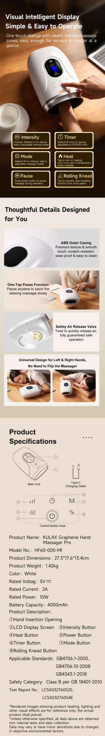 Graphene heating hand massager feature overview