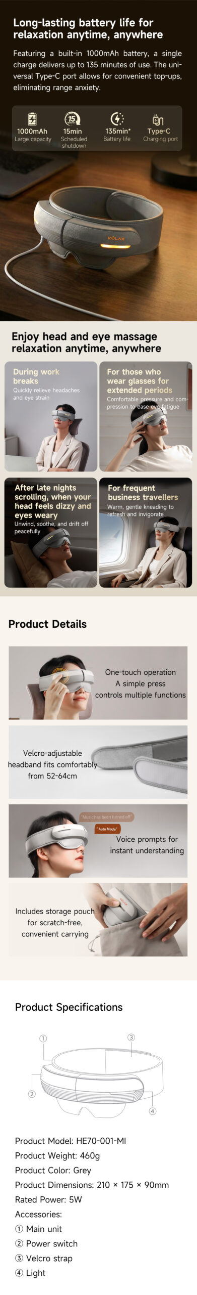 Heated head and eye massager feature overview