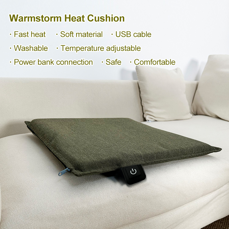 Green seat cushion displayed on a sofa