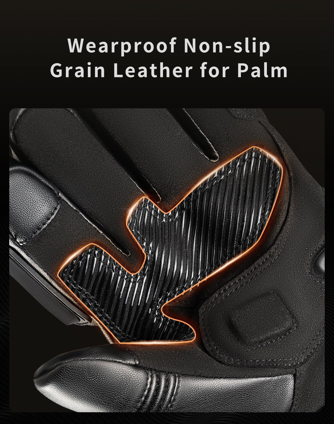 Smart Heated Gloves with Touchscreen Control: textured palm grip close-up.