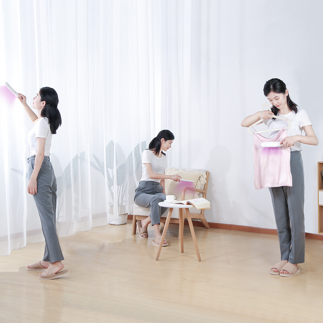 UVC sterilization wand used in a home interior