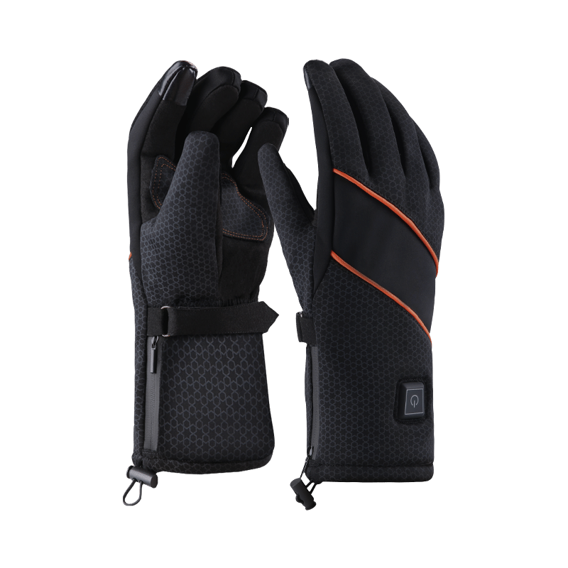 X20 Electric Heated Gloves: black glove palm and back views.