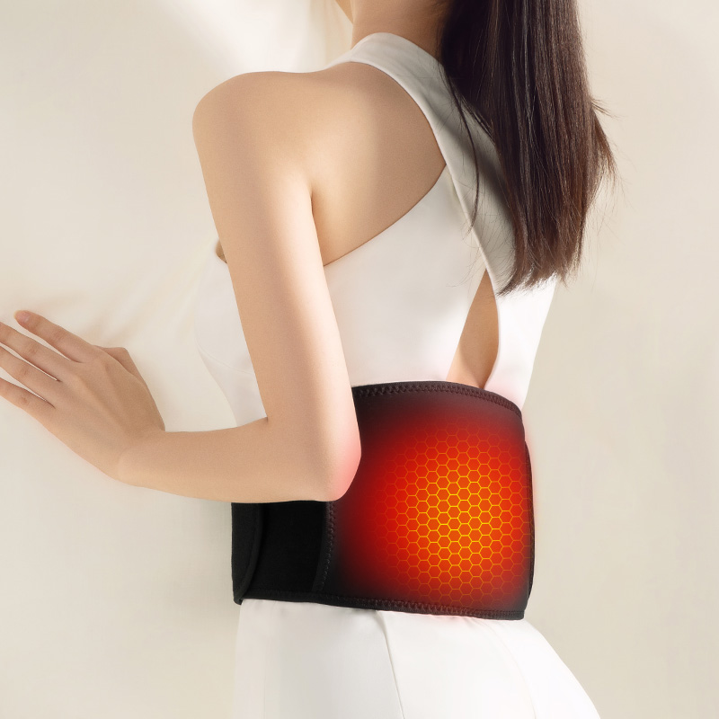 A10 Pro Graphene Heated Waist Belt: rear wearing view with heating illustration.