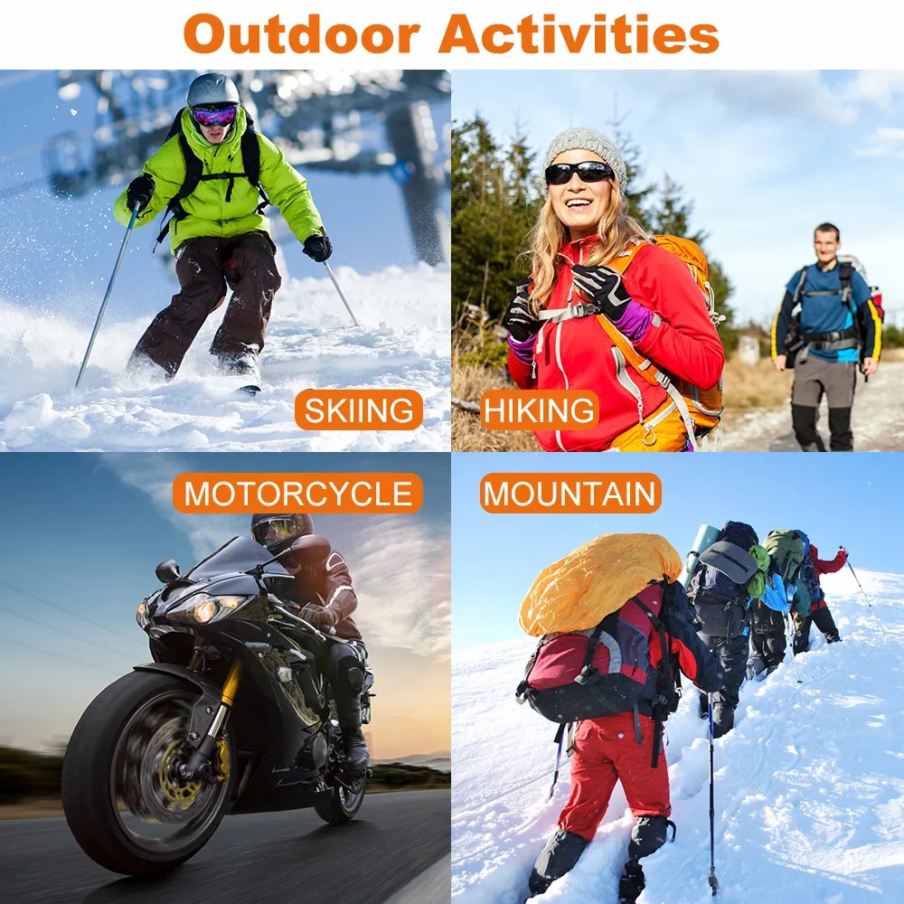 X20 Electric Heated Gloves: skiing, hiking and riding examples.
