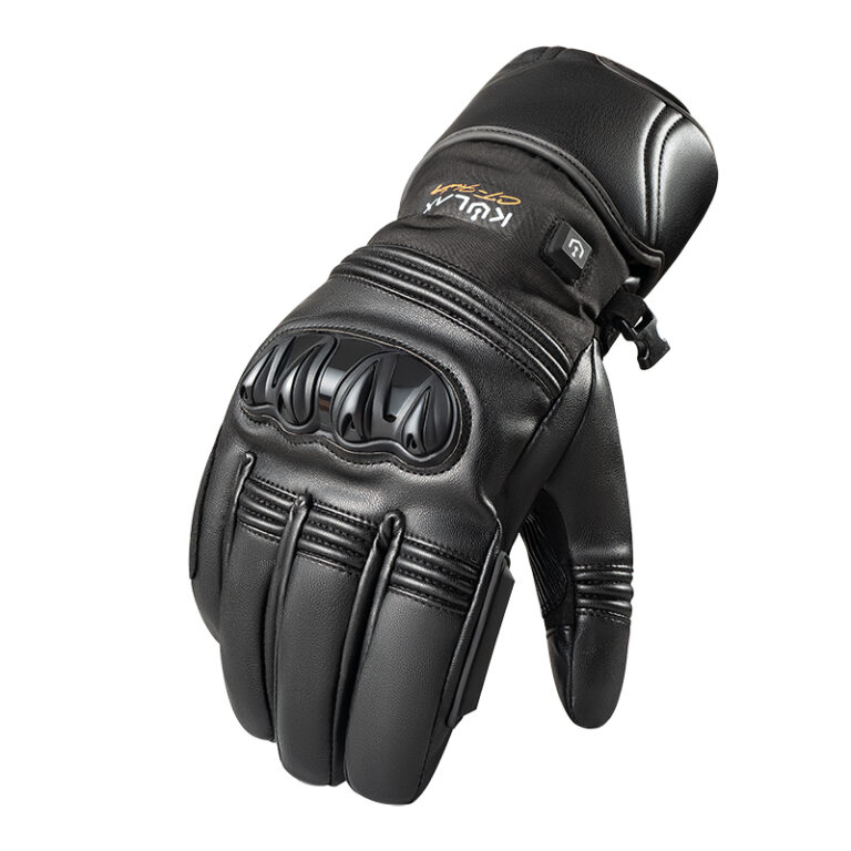 Smart Heated Gloves with Touchscreen Control: black glove back view with wrist fastening.
