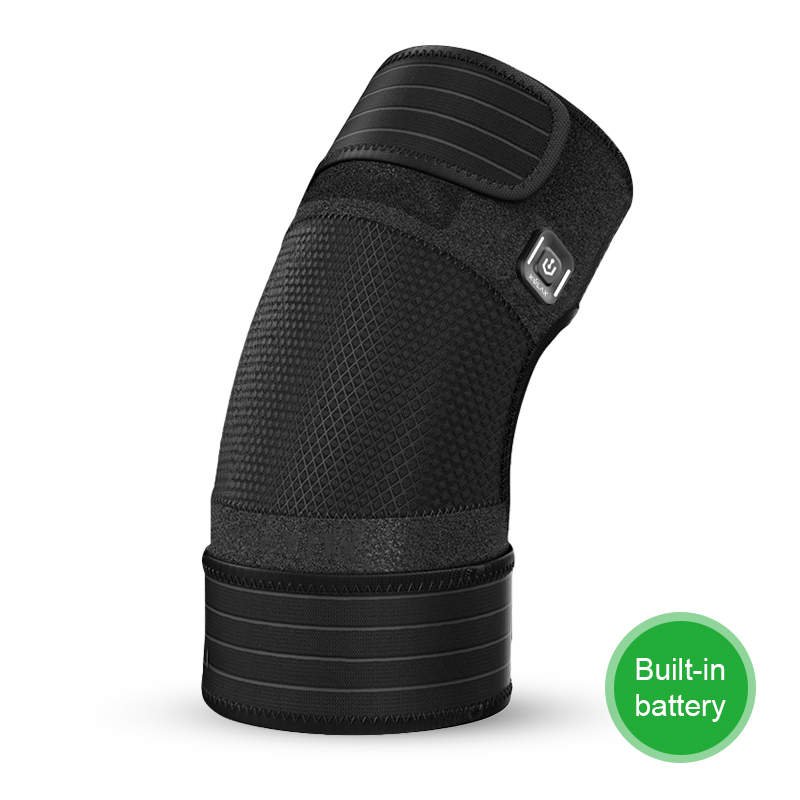 K30 Pro Graphene Heated Knee Wrap: black knee wrap angled view.