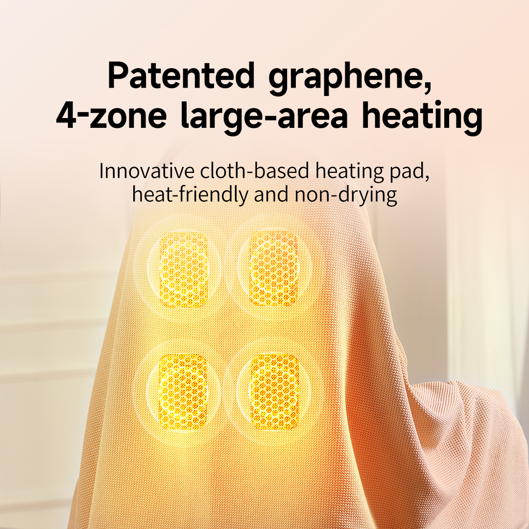 Graphene Heated Shoulder Wrap: rear wearing view with highlighted heating zones.