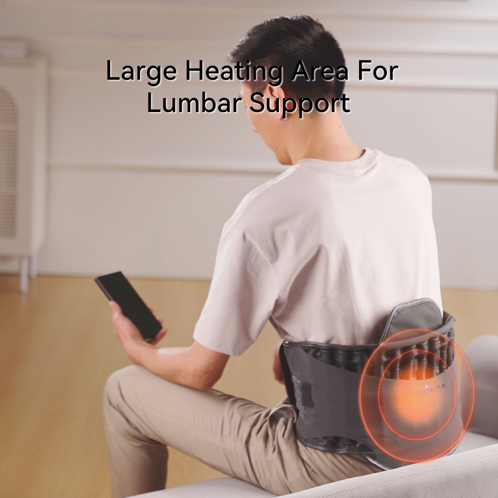 Graphene Airbag Lumbar Support Belt: seated rear wearing view with heat graphic.