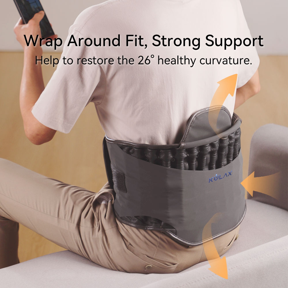 Graphene Airbag Lumbar Support Belt: rear fit and support structure illustration.