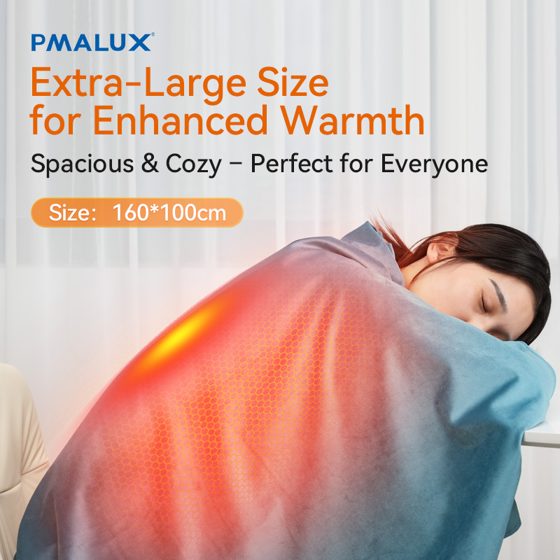 Graphene heated shawl used as a full-body warming blanket