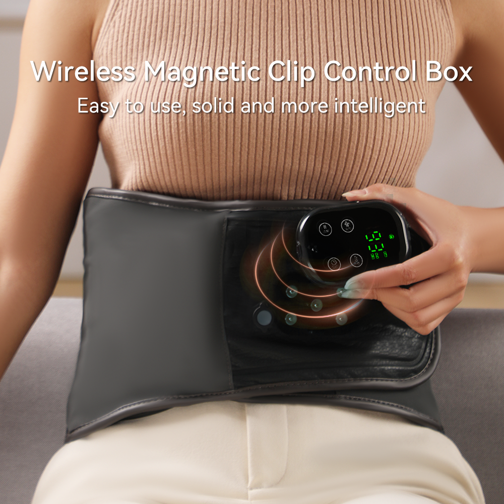 Graphene Airbag Lumbar Support Belt: woman holding the detachable control unit.