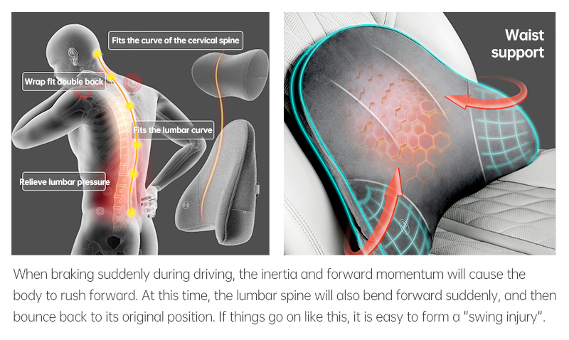 Graphene Heated Lumbar Support Cushion: lumbar support profile and seating diagram.