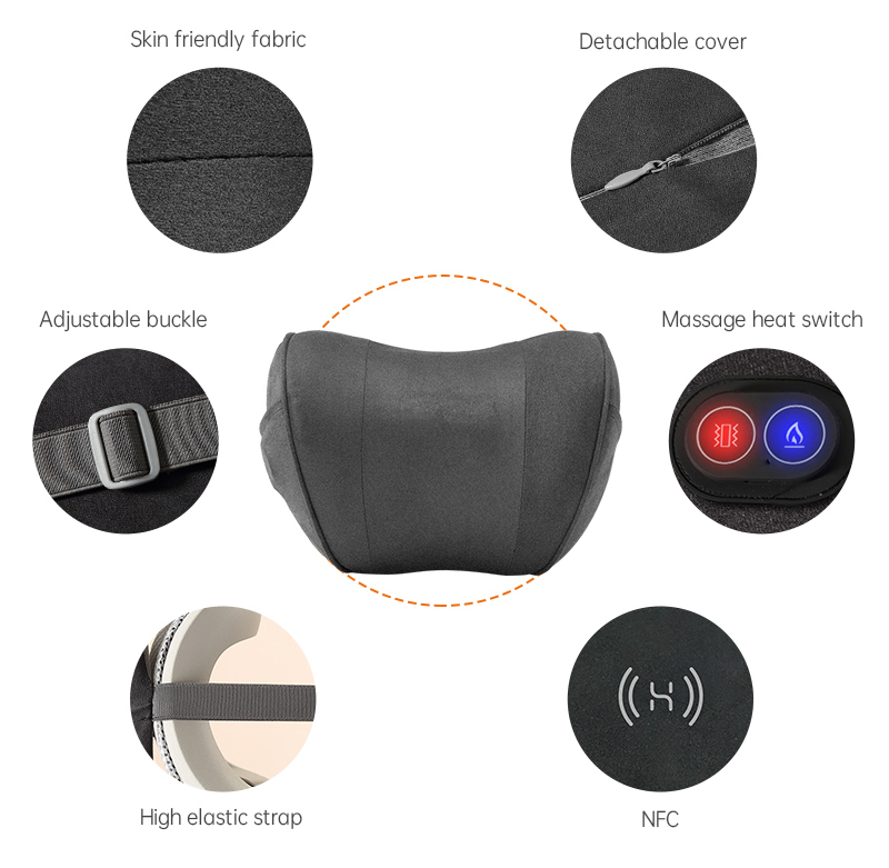 Graphene heated car neck pillow material and control details