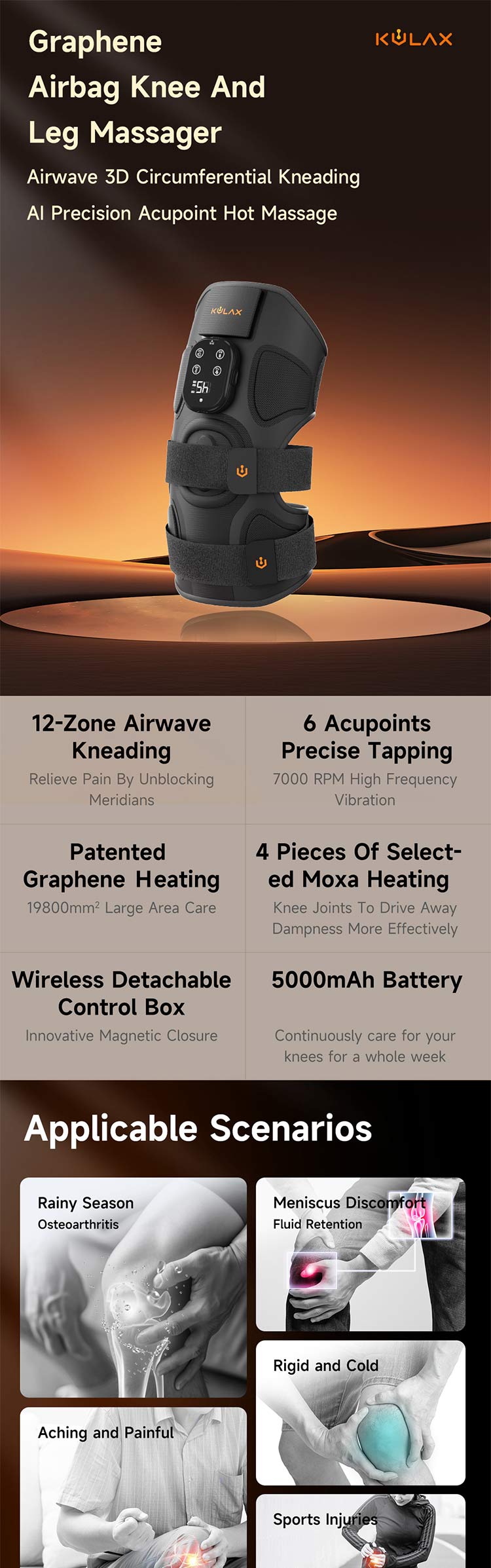 Graphene Airbag Knee & Leg Massager: device overview with application examples.