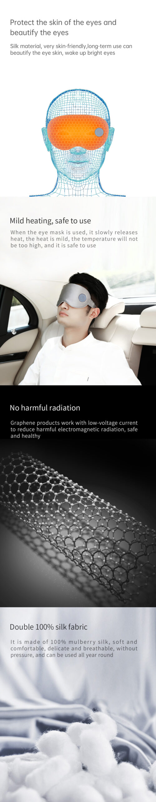 Graphene Silk Heated Eye Mask with Built-In Battery – BE-10 product detail