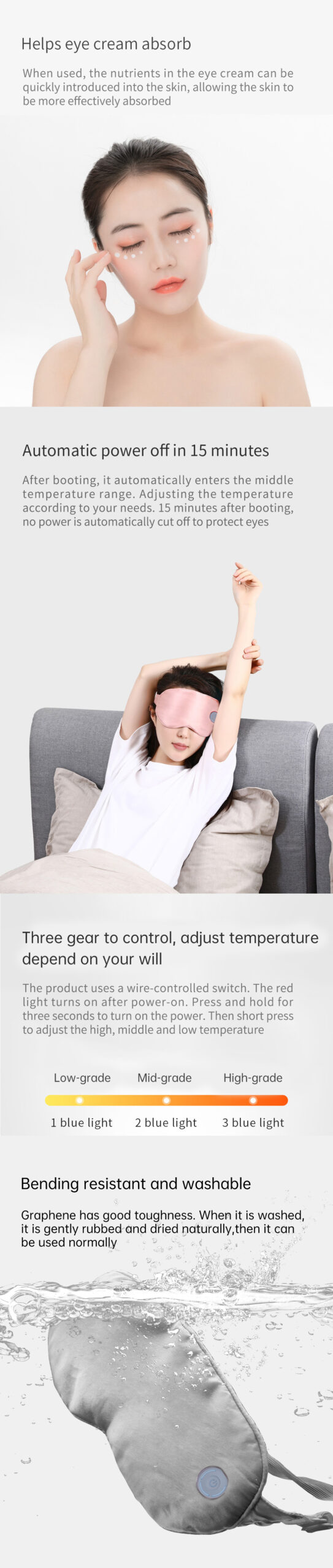 Graphene Silk Heated Eye Mask with Built-In Battery – BE-10 product detail