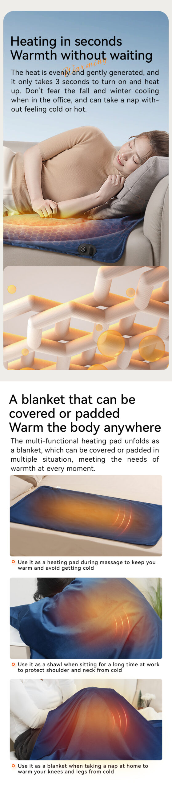 12V Graphene Heated Multi-Functional Blanket WS10-H-08 product detail