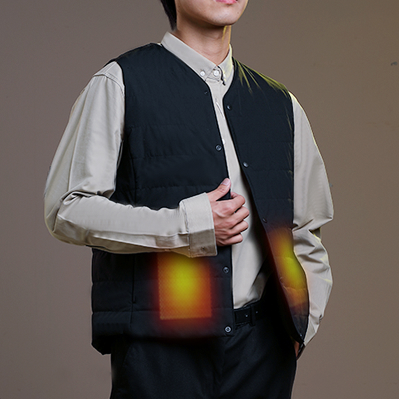 Graphene Heated Vest: front wearing view showing the closure.