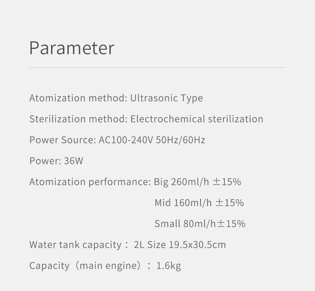 KD001 smart air sterilizer specification panel