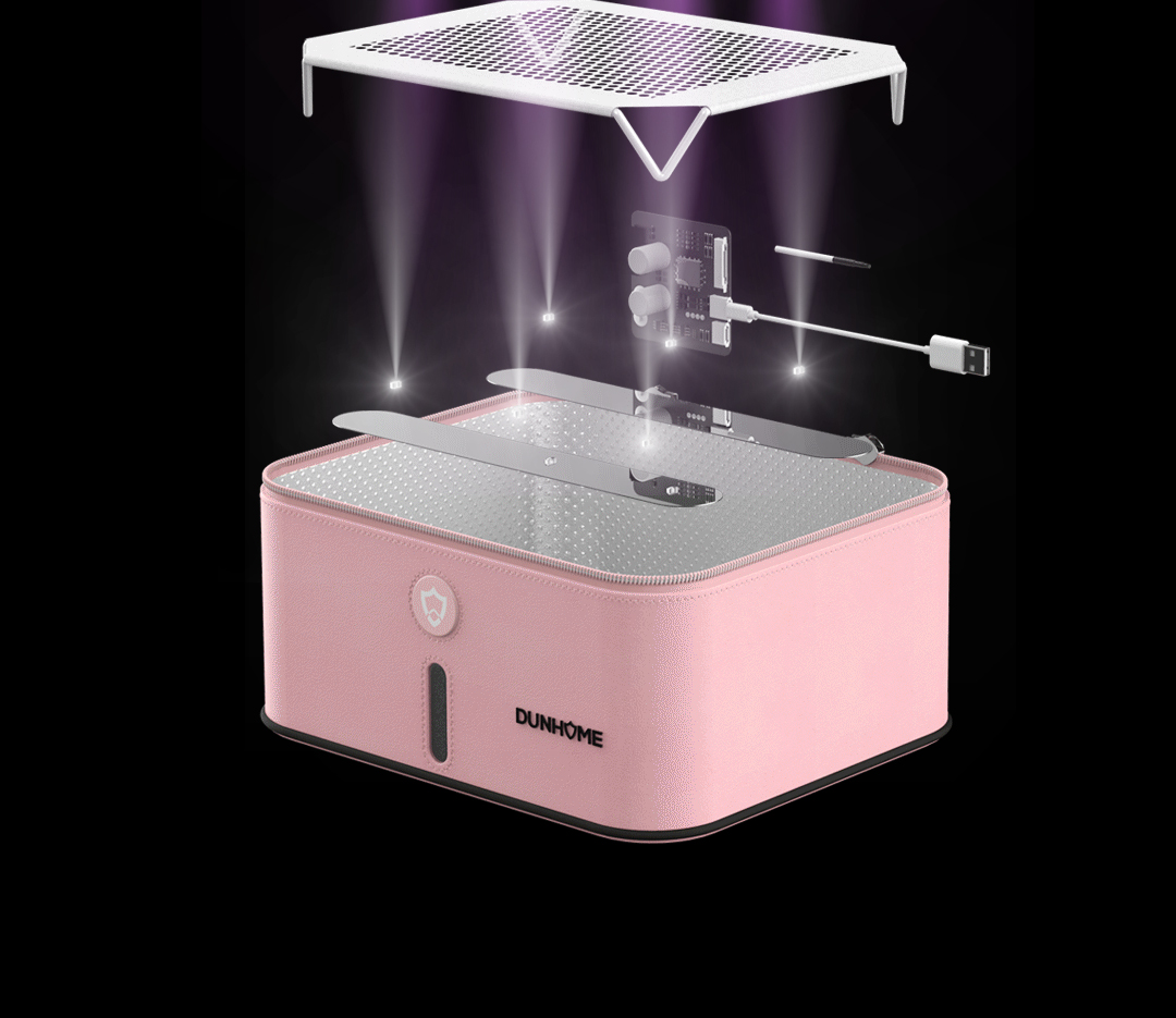 Exploded view of the foldable UV disinfection bag