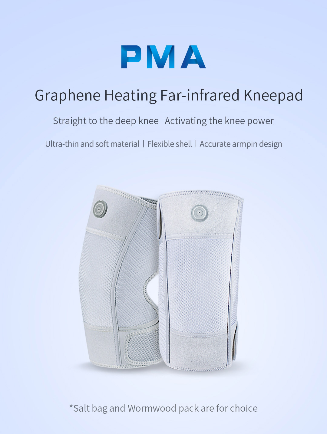 G10 Graphene Far-Infrared Heated Knee Pad: front and side product overview.