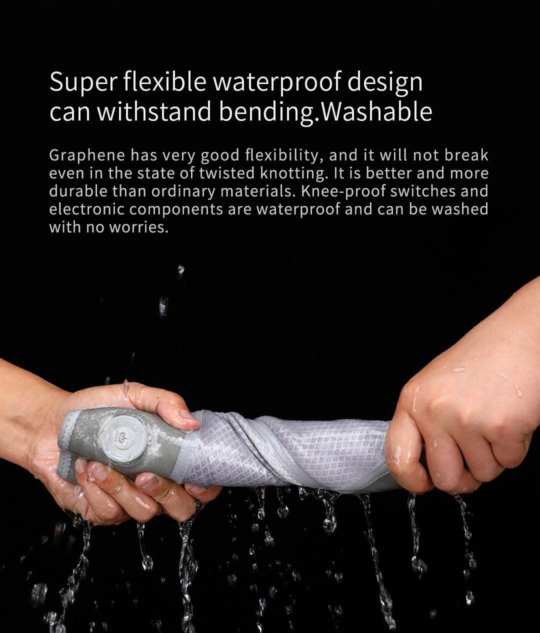G10 Graphene Far-Infrared Heated Knee Pad: flexible pad washing demonstration.